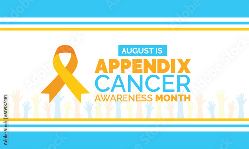 August is Appendix Cancer Awareness Month background template. Holiday concept. background, banner, card, and poster design template with text inscription and standard color. vector illustration.