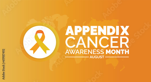 August is Appendix Cancer Awareness Month background template. Holiday concept. background, banner, card, and poster design template with text inscription and standard color. vector illustration.