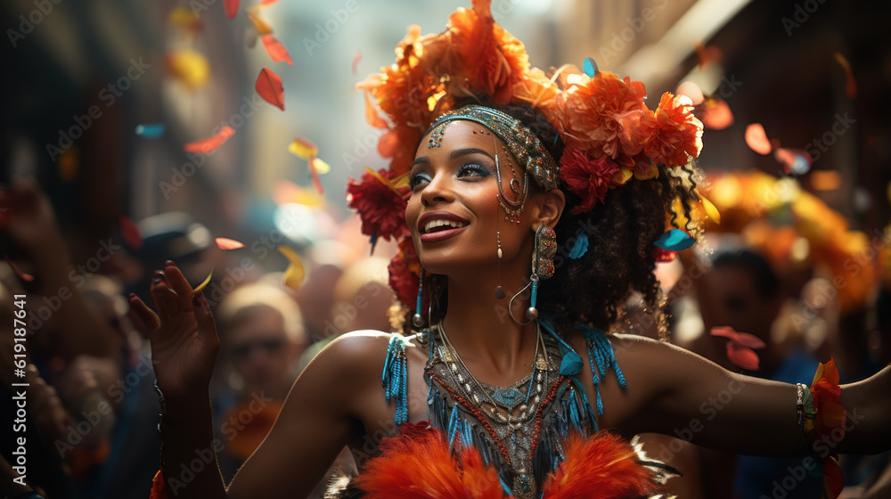 Notting Hill carnival performer created with generative AI technology Stock  Photo
