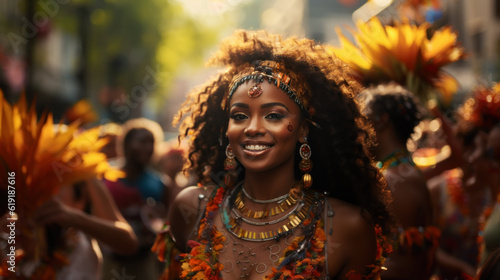 Notting Hill carnival performer created with generative AI technology photo