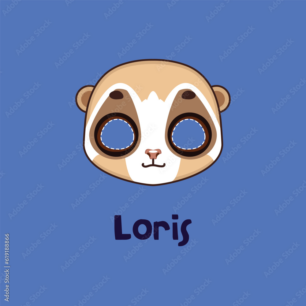 Loris mask for costume party, Halloween, various festivities Loris mask for costume party, Halloween, various festivities