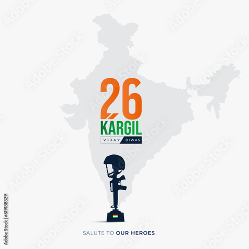 26th July Kargil Vijay Diwas Design Concept With Indian Flag And Army Social Media Post