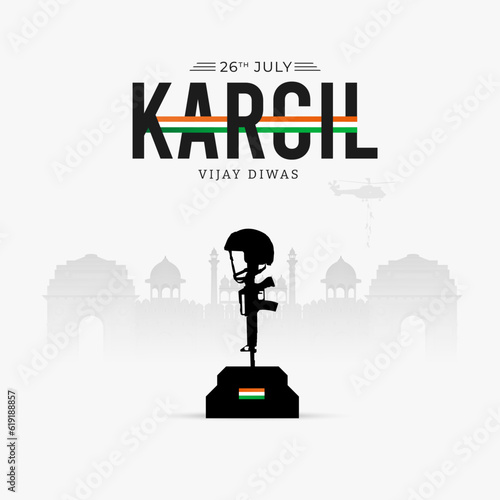26th July Kargil Vijay Diwas Design Concept With Indian Flag And Army Social Media Post