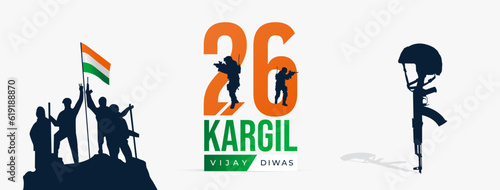 26th July Kargil Vijay Diwas Design Concept With Indian Flag And Army Social Media Post photo