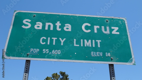 Santa Cruz California Public Welcome Sign