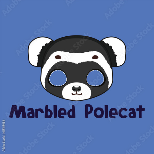 Marbled polecat mask for costume party, Halloween, various festivities