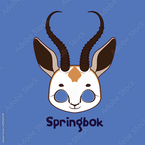 Springbok mask for costume party, Halloween, various festivities