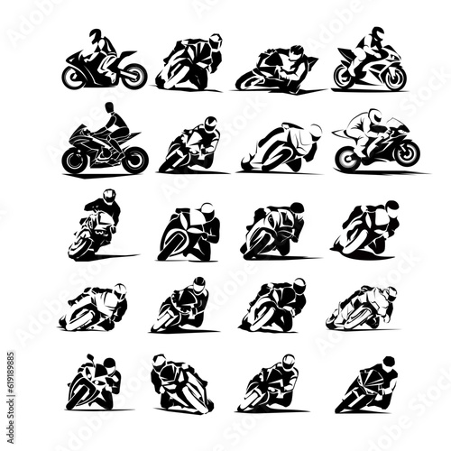black and white icons set