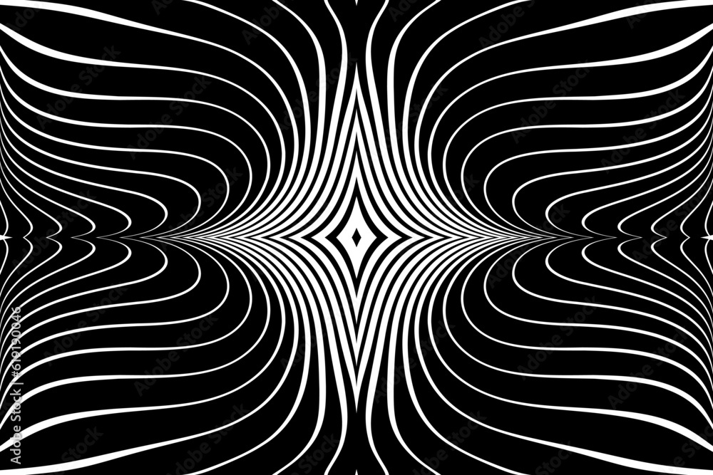 Abstract Wavy Lines Black and White Pattern