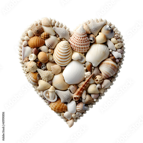 Heart Shaped Seashells isolated on transparent background  png cutout  Generative AI