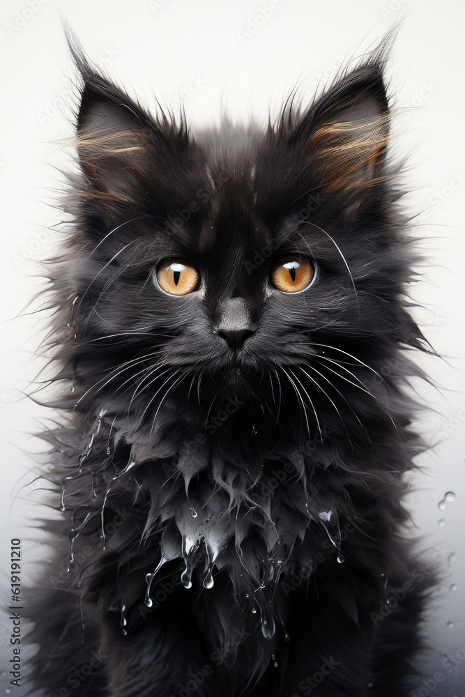A straight face of a black cat used as a decoration on Black Cat Appreciation Day,ai generative. A straight face of a black cat used as a decoration on Black Cat Appreciation Day,ai generative.