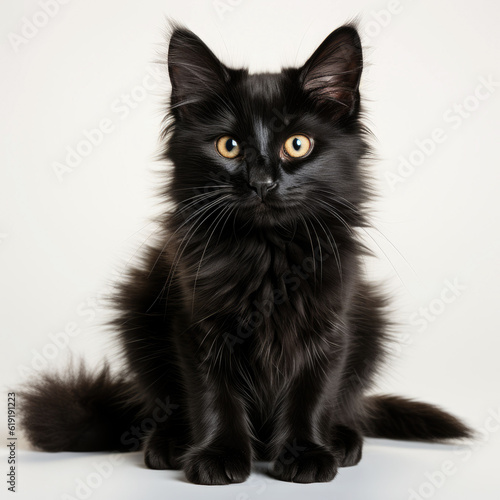 A straight face of a black cat used as a decoration on Black Cat Appreciation Day,ai generative.