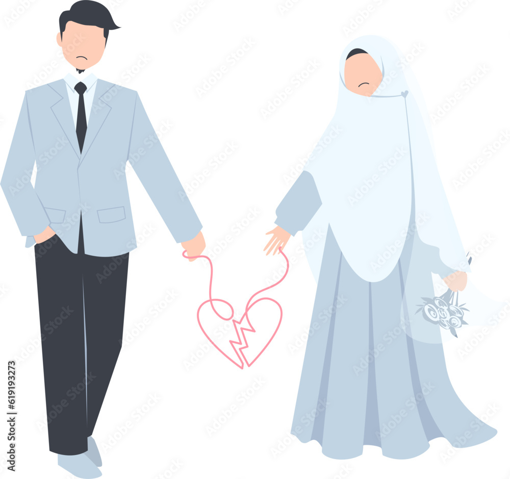 Divorce Muslim couple, divorce concept Illustration Divorce Muslim couple, divorce concept Illustration