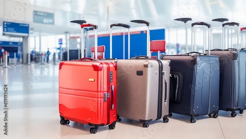 Suitcases at the airport. Travel concept image.
