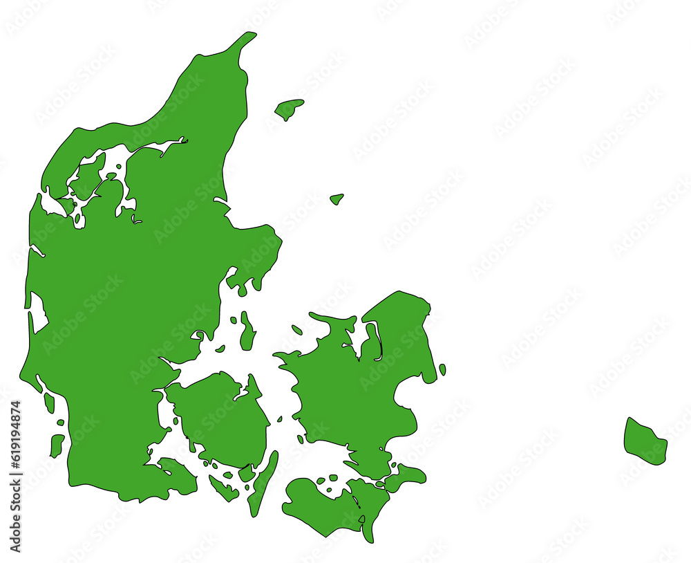 Map of Denmark in green - obrazy, fototapety, plakaty 