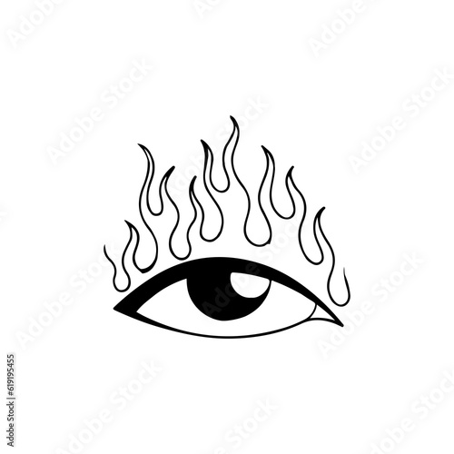 vector illustration of an eye with fire