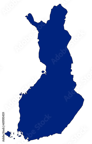 Map of Finland in blue