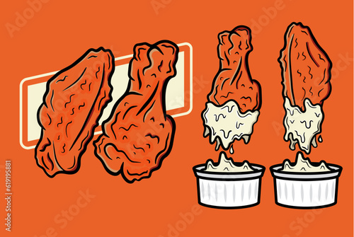 Chicken Wings & Bleu Cheese Illustration photo