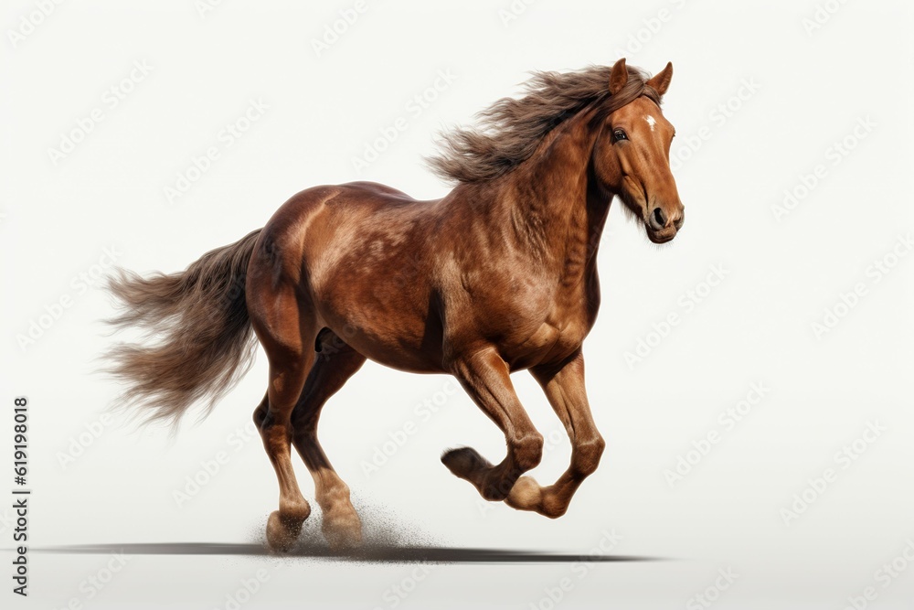 Obraz premium Photo realistic brown horse running on a transparent background ,Generative AI