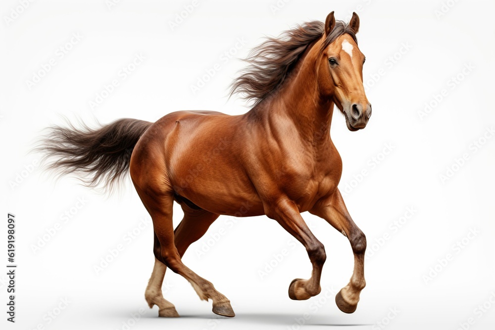 Photo realistic brown horse running on a transparent background ,Generative AI Photo realistic brown horse running on a transparent background ,Generative AI