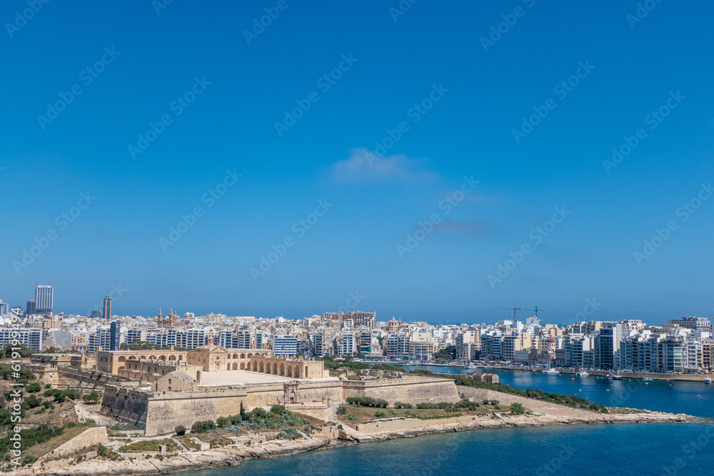 Valletta, Malta, 5 May 2023. Fort Manoel is a fortification that stands in Malta on Manoel Island