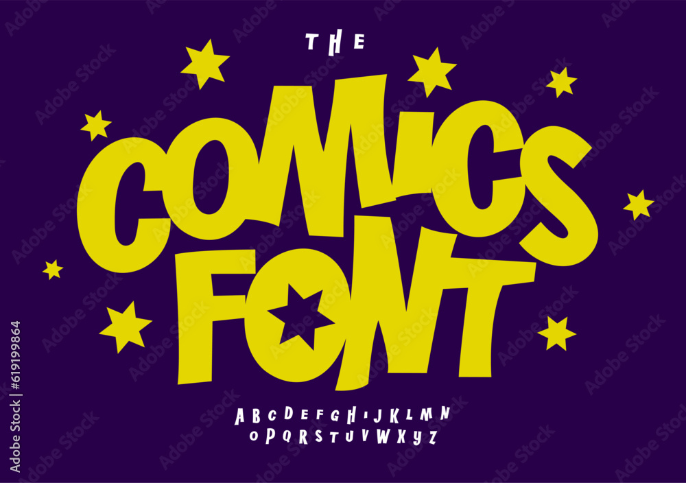 Εκτύπωση καμβά Expressive alphabet, playful energetic letters for dynamic comic design