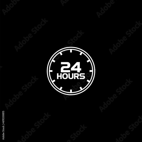 24 hours delivery service outline icon isolated on black background