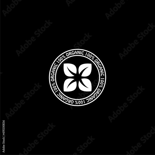 100 percent ogranic icon isolated on black background  photo