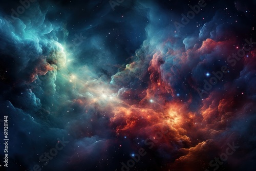 deep space nebula with multiple colors and gas clouds
