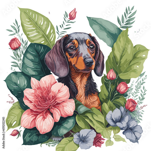 Watercolor dogs , collection of different breeds. Illustration with hand drawing, painted at white background