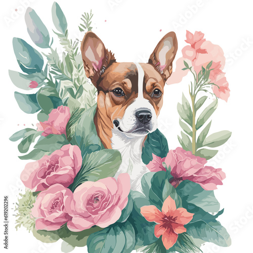 Watercolor dogs , collection of different breeds. Illustration with hand drawing, painted at white background