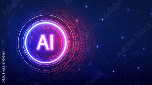 A web banner with the Artificial intelligence logo on a bright blue pink background. The concept for the AI website.