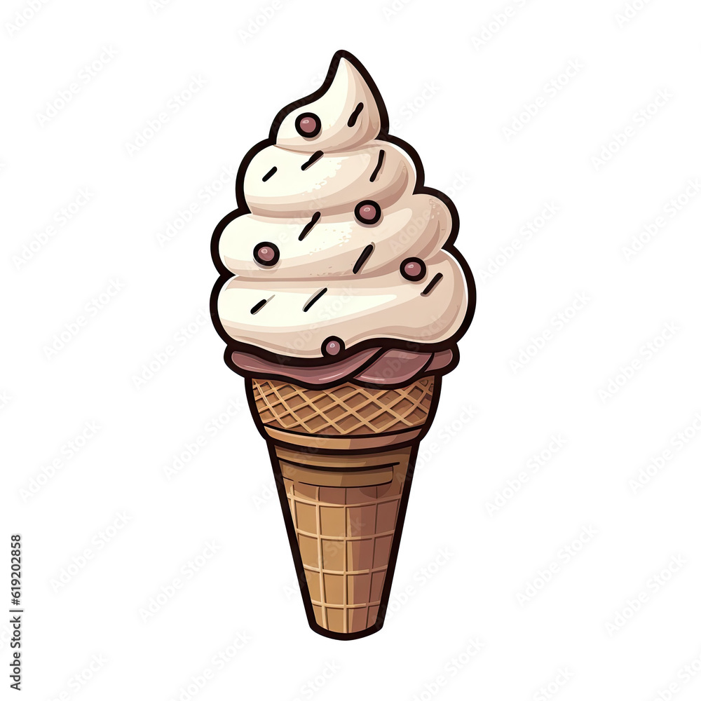 Chocolate ice cream cone isolated on transparent background. Generative ai and digital editing. Chocolate ice cream cone isolated on transparent background. Generative ai and digital editing.