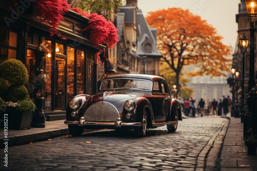 old car on a street in a historic European city © jechm