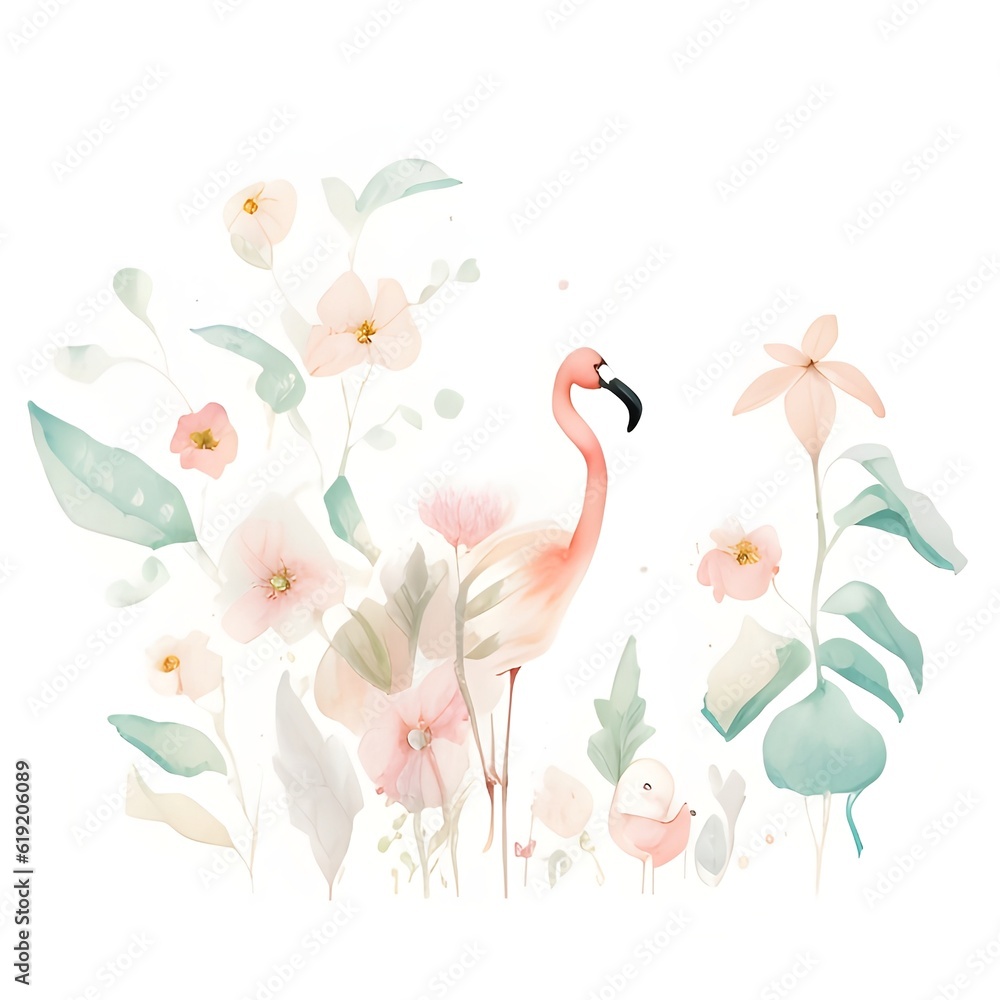 Naklejka premium pink and white birds