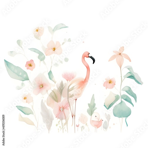 pink and white birds