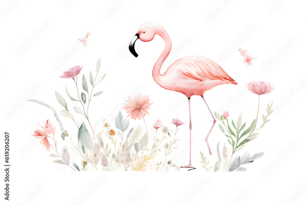 Fototapeta premium pink flamingo on a white background