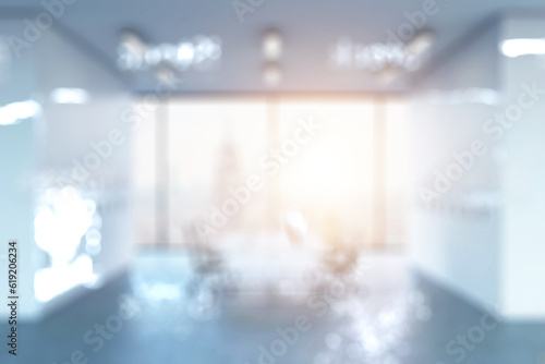 Blurred business background  MODERN DEFOCUSED INTERIOR WITH CITY LIGHTS REFLECTIONS