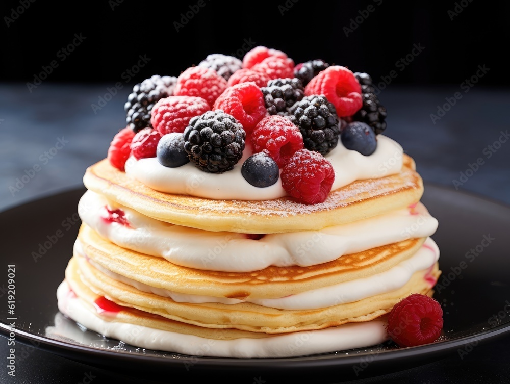 Pancakes on dark background (generative AI) Pancakes on dark background (generative AI)