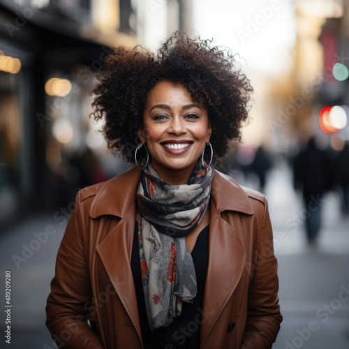 Smiling elegant attractive black businesswoman looking at the camera