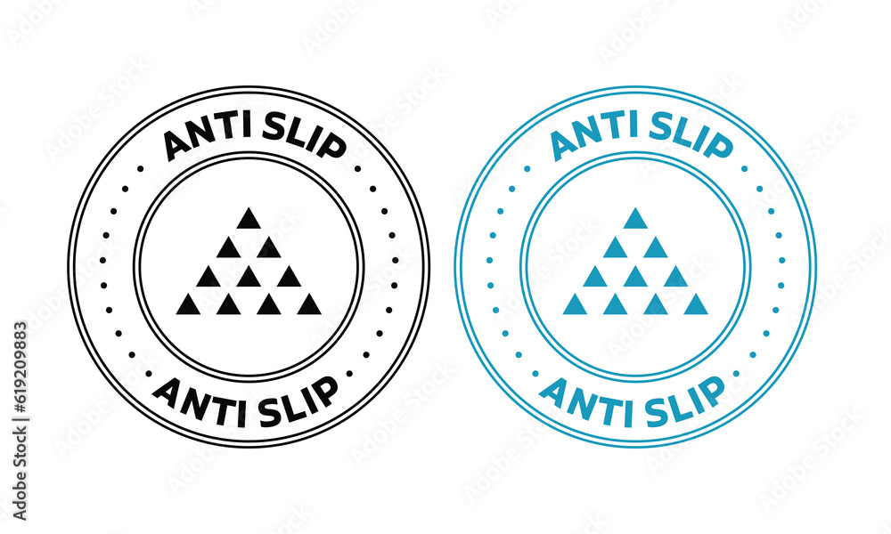 Anti slip icon set in blue and black color. Antislip texture symbol