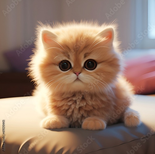 Cute Persian kitten staring deeply. AI Generative