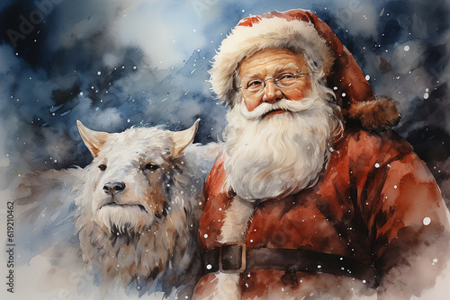 Santa Christmas Background Ai generative © Agnieszka