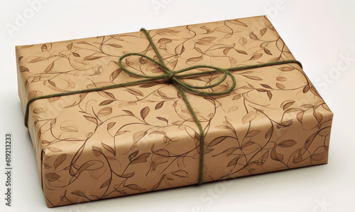  a wrapped gift box with a green ribbon and a bow.  generative ai