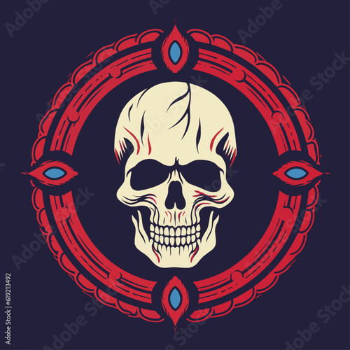 Navy Red Scull Vector
