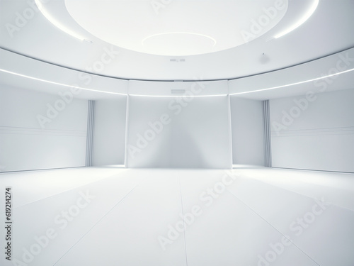 empty white big open industrial hall 3d render illustration