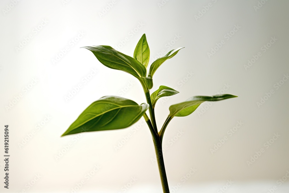 green potted plant with leaves in a vase on a white background. Generative AI green potted plant with leaves in a vase on a white background. Generative AI