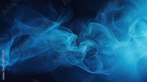 Abstract texture with smoke swirling effect. Blue ink drop in water on dark background with copy space. Created with Generative AI