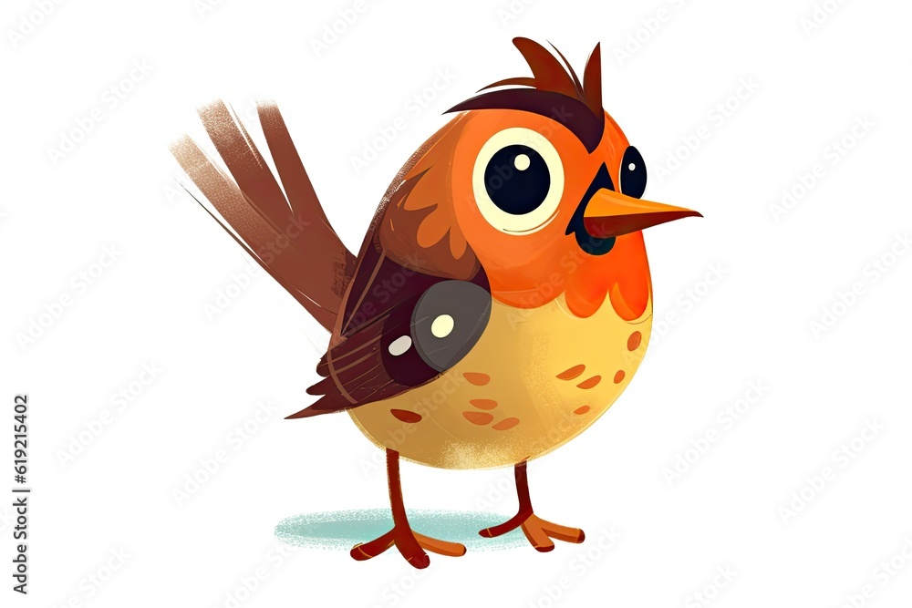 cute brown-feathered bird with a black nose in a cartoon style cute brown-feathered bird with a black nose in a cartoon style