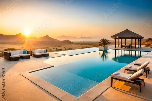 A mesmerizing desert landscape with a swimming pool © ZUBI CREATIONS